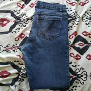 Red blue denim jeans